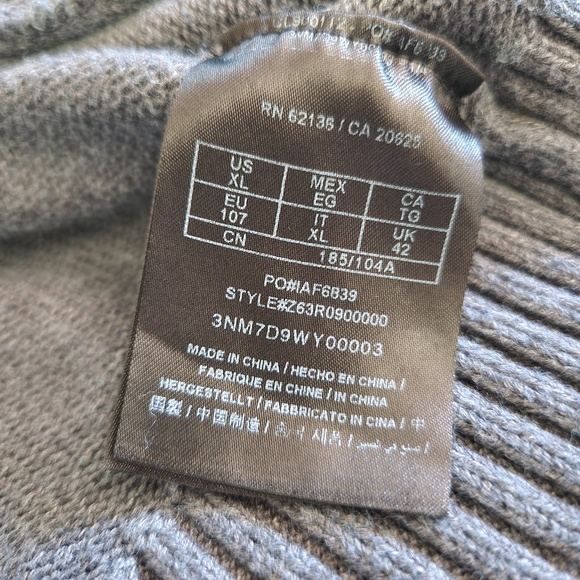 G by Guess Men's Knit Mock Neck Zip Cardigan Sz. XL Gray Ribbed Texture Sweater - Picture 12 of 16